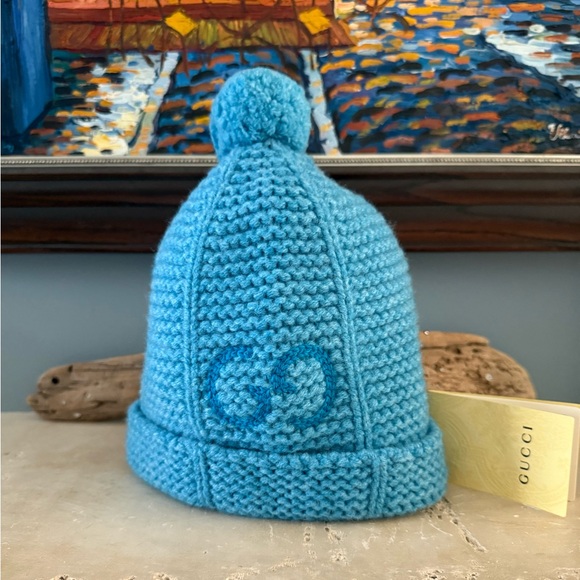 Gucci GG Turquoise Blue Wool Beanie